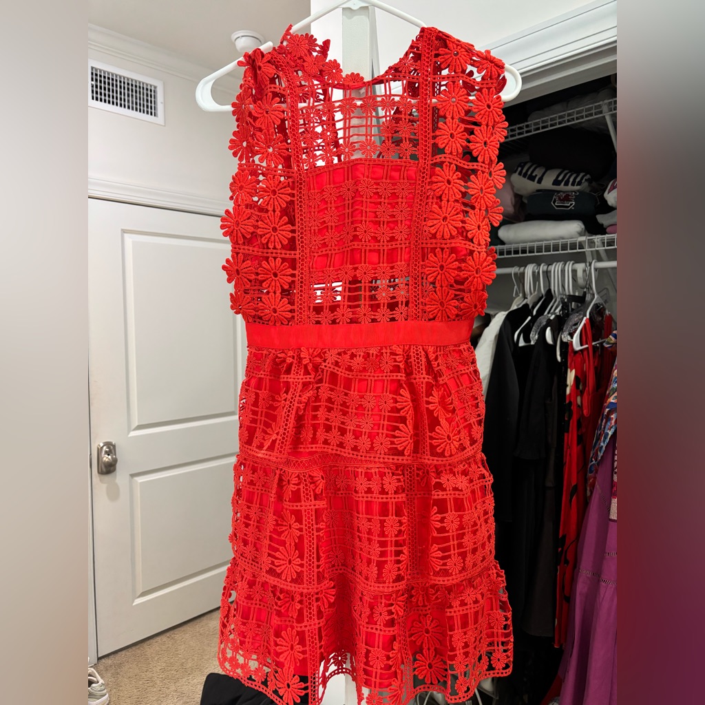 Self Portrait Red Sleeveless Dress With Detailing!